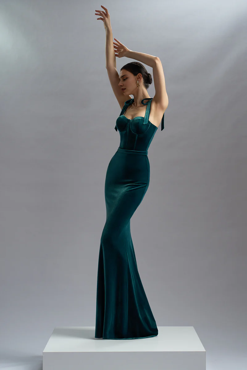 Stores With Prom Dresses Sleeveless Long Velvet Evening Dress Prom Dress Mermaid Sheath Floor Length Formal Wear Dresses